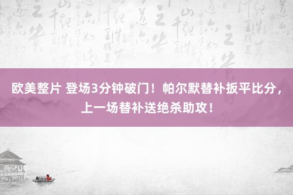 欧美整片 登场3分钟破门！帕尔默替补扳平比分，上一场替补送绝杀助攻！