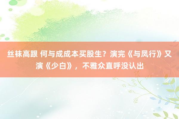 丝袜高跟 何与成成本买股生？演完《与凤行》又演《少白》，不雅众直呼没认出