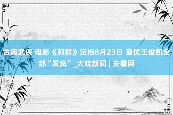 古典武侠 电影《刺猬》定档8月23日 葛优王俊凯全部“发疯”_大皖新闻 | 安徽网