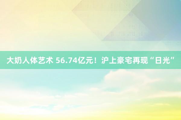 大奶人体艺术 56.74亿元！沪上豪宅再现“日光”