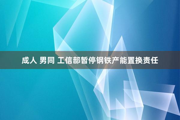 成人 男同 工信部暂停钢铁产能置换责任