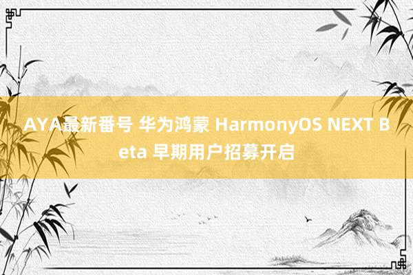 AYA最新番号 华为鸿蒙 HarmonyOS NEXT Beta 早期用户招募开启