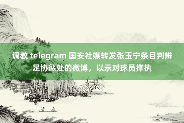 调教 telegram 国安社媒转发张玉宁条目判辨足协惩处的微博，以示对球员撑执