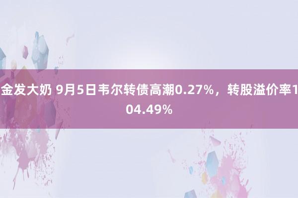 金发大奶 9月5日韦尔转债高潮0.27%，转股溢价率104.49%